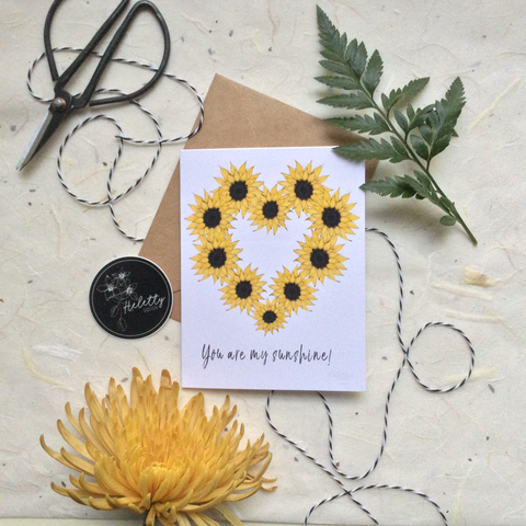 Sunflower heart "You are my sunshine" card