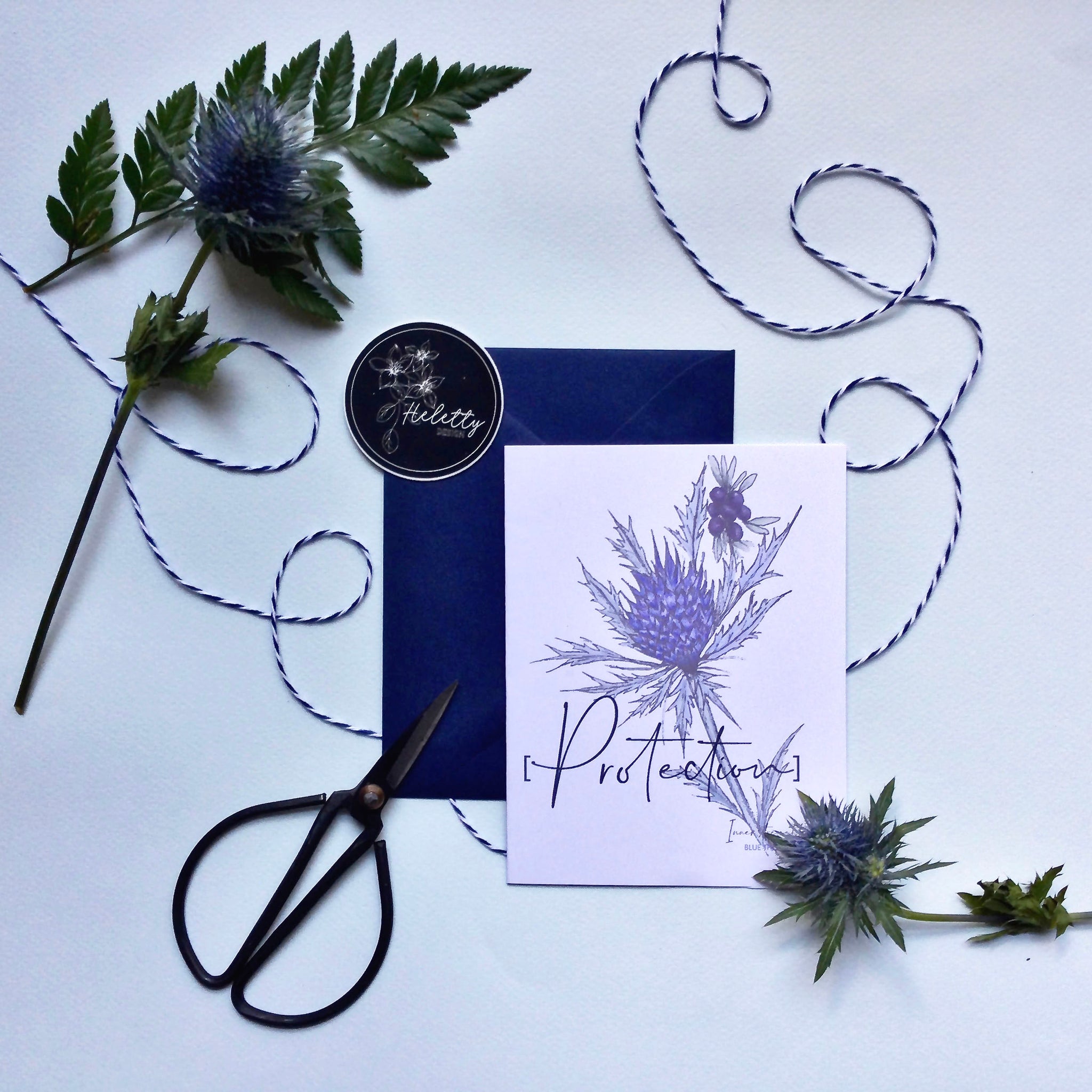 Blue Thistle  Protection Card