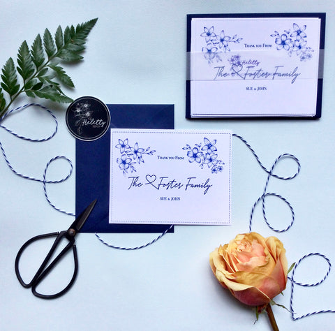 Personalized Thank you family notecard set