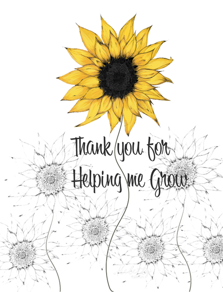 Sunflower "Thank you for helping me grow" Card & seed set