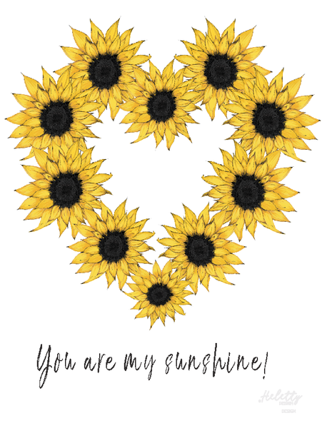 Sunflower heart "You are my sunshine" card