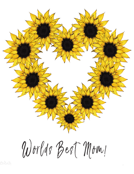 Sunflower heart "Worlds Best Mom!" Organic Tote