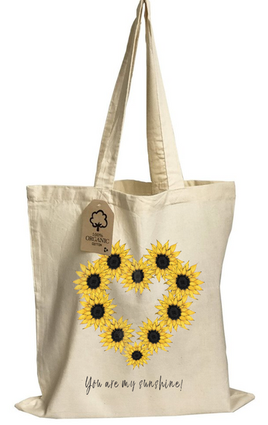 Sunflower heart "You are my Sunshine" Organic Tote